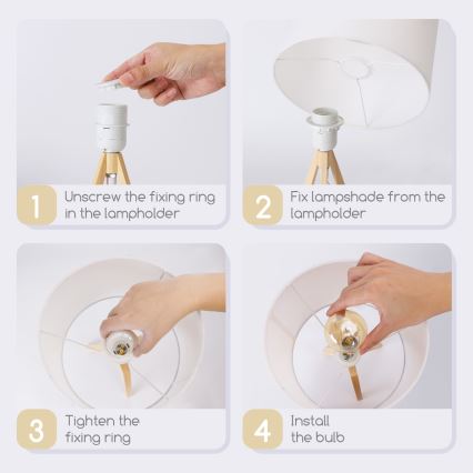 Aigostar - Drewniana lampa stołowa 1xE27/60W/230V z sosny