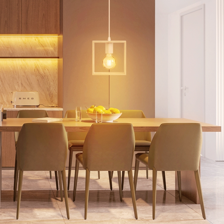 Aigostar - Drewniana lampa wisząca na lince 1xE27/60W/230V sosna