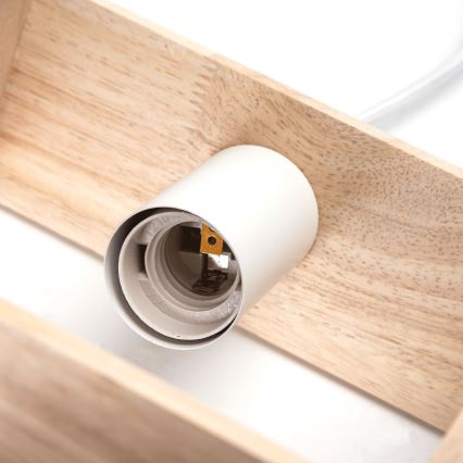 Aigostar - Drewniana lampa wisząca na lince 1xE27/60W/230V sosna