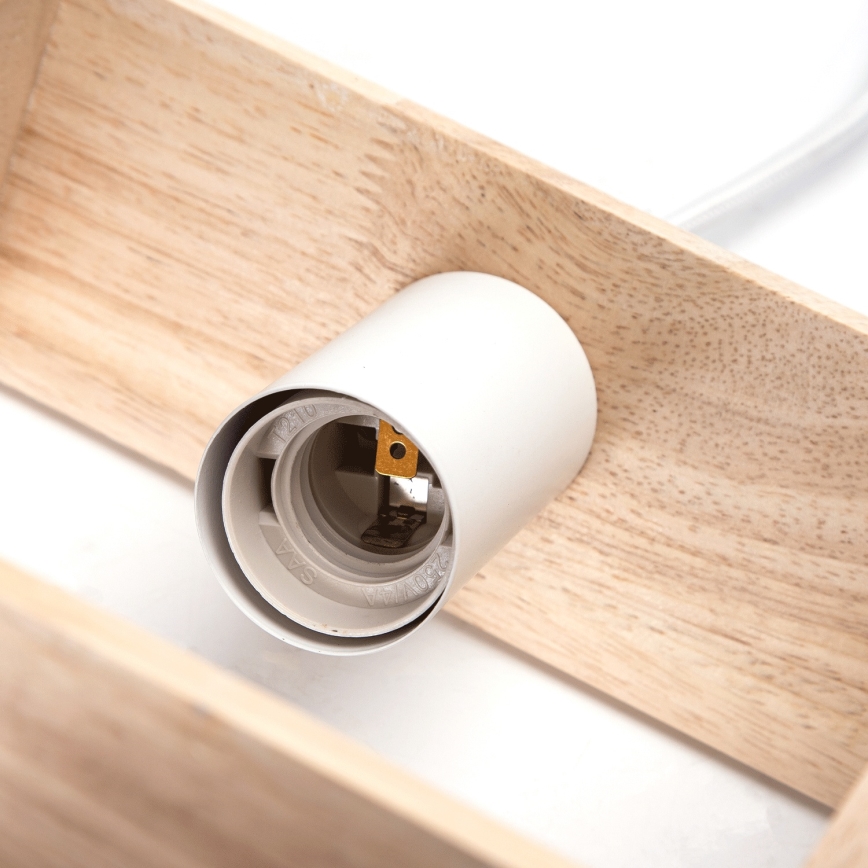 Aigostar - Drewniana lampa wisząca na lince 1xE27/60W/230V sosna