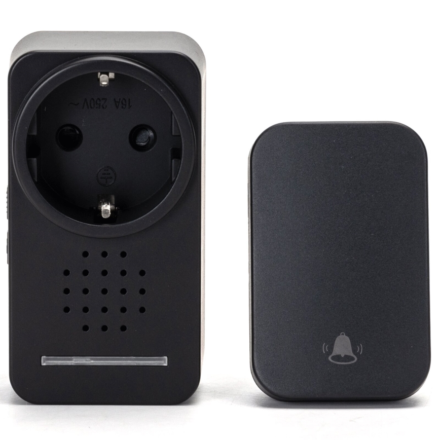 Aigostar - Dzwonek bezprzewodowy do kontaktu 1Z 230V IPX4 czarny