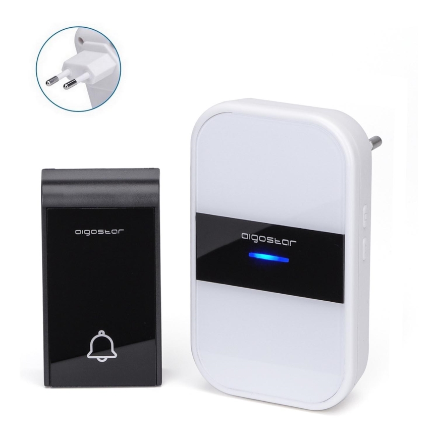 Aigostar - Dzwonek bezprzewodowy do kontaktu 230V/12V IP44 biały/czarny