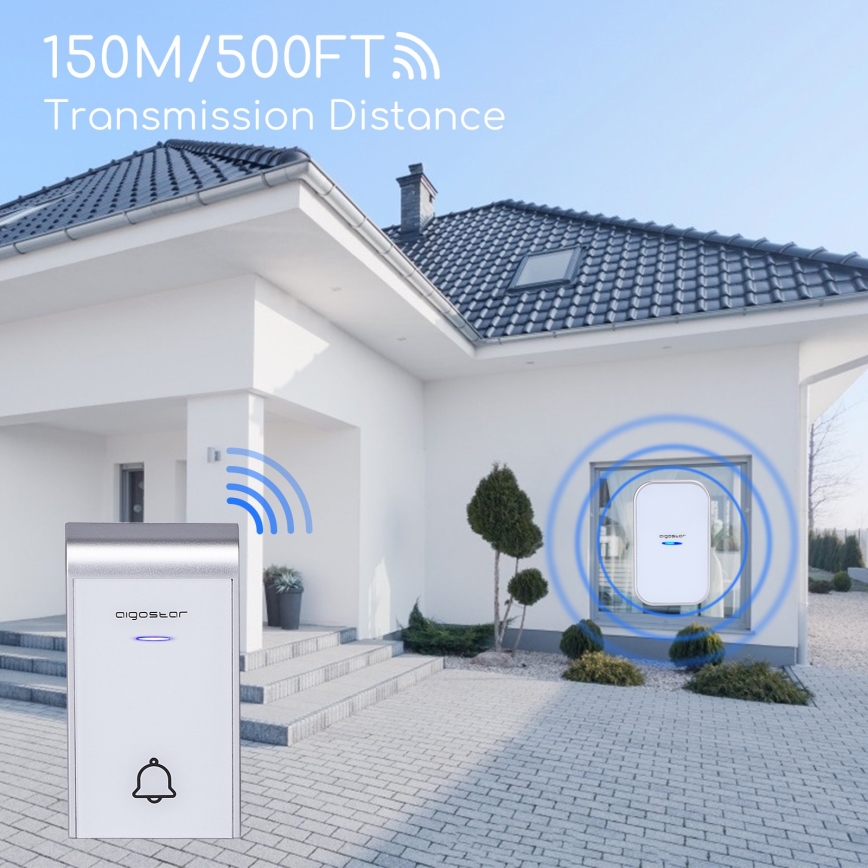 Aigostar - Dzwonek bezprzewodowy do kontaktu 230V/12V IP44 biały