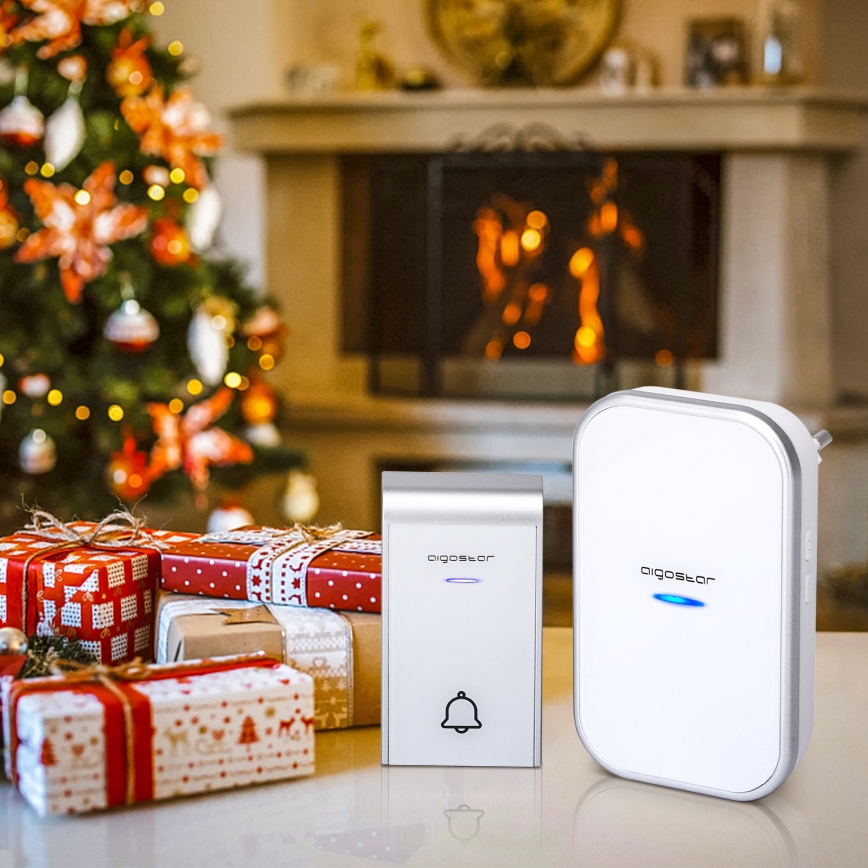 Aigostar - Dzwonek bezprzewodowy do kontaktu 230V/12V IP44 biały