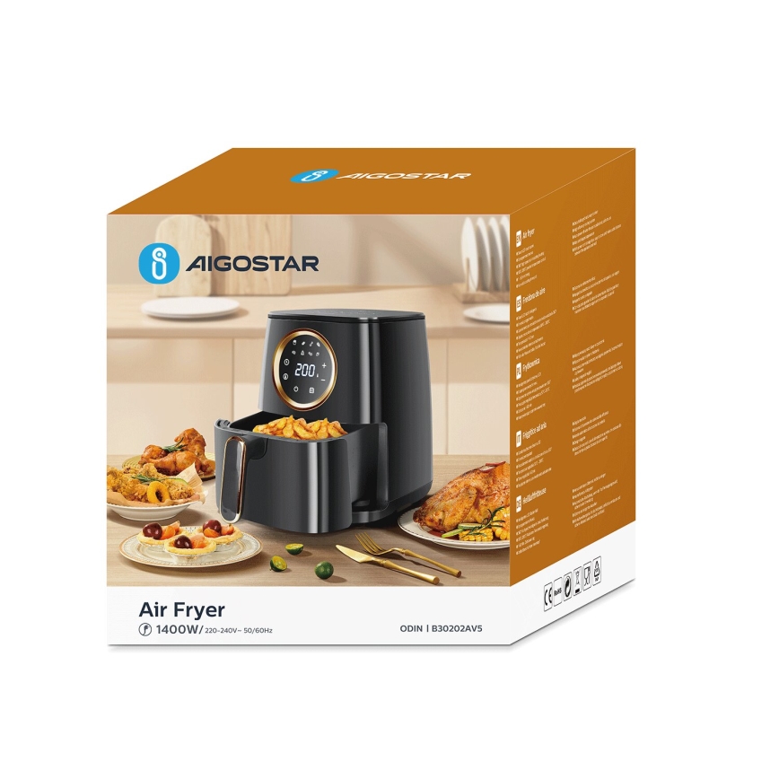 Aigostar - Frytkownica na gorące powietrze 1400W/230V 4,2l czarny