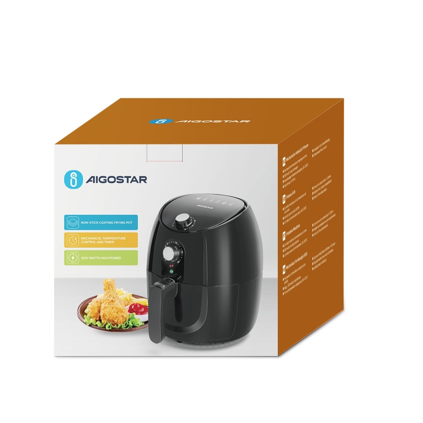 Aigostar - Frytkownica na gorące powietrze 1500W/230V 3,5l czarny