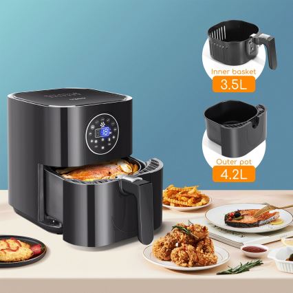 Aigostar - Frytkownica na gorące powietrze 1500W/230V 3,5l czarny