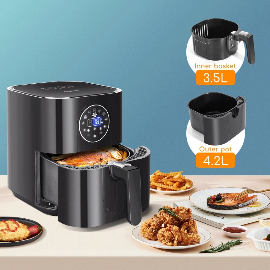 Aigostar - Frytkownica na gorące powietrze 1500W/230V 3,5l czarny