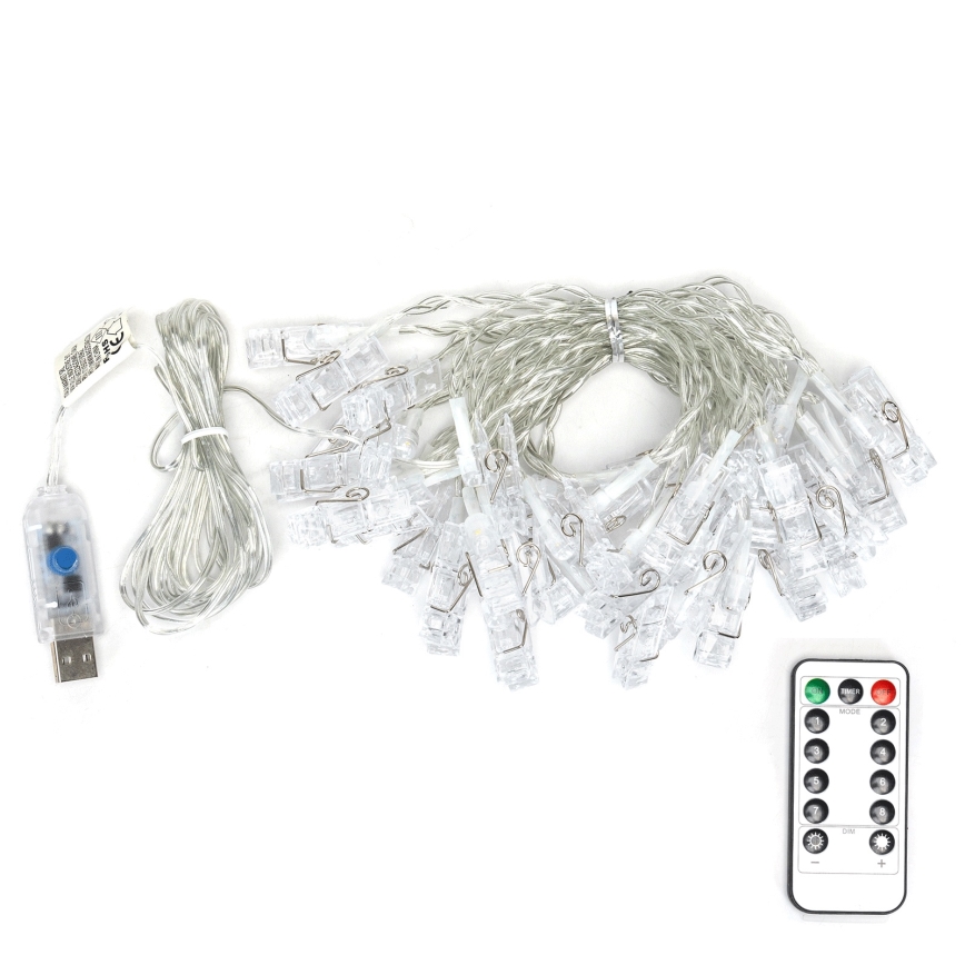 Aigostar - Girlanda dekoracyjna LED 40xLED/5W/USB 9 m ciepła biała