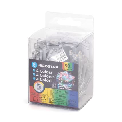 Aigostar - Girlanda LED 50xLED/3xAA 5,3 m wielokolorowa