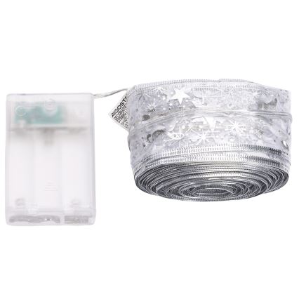 Aigostar - LED łańcuch świąteczny 100 diod LED / zasilanie 3×AA, 10 m, ciepła biel, srebrny