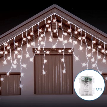 Aigostar - Girlanda LED zewnętrzna 200xLED/8 funkcji 3xAA 13x0,6m IP44 zimna biel