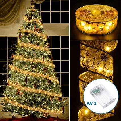 Aigostar - LED łańcuch świąteczny 100xLED/3xAA 10 m ciepła biała, złota