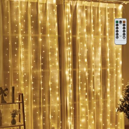 Aigostar - LED ściemnialny świąteczny łańcuch 300xLED/8 funkcji USB 6x3m ciepła biel + zdalne sterowanie