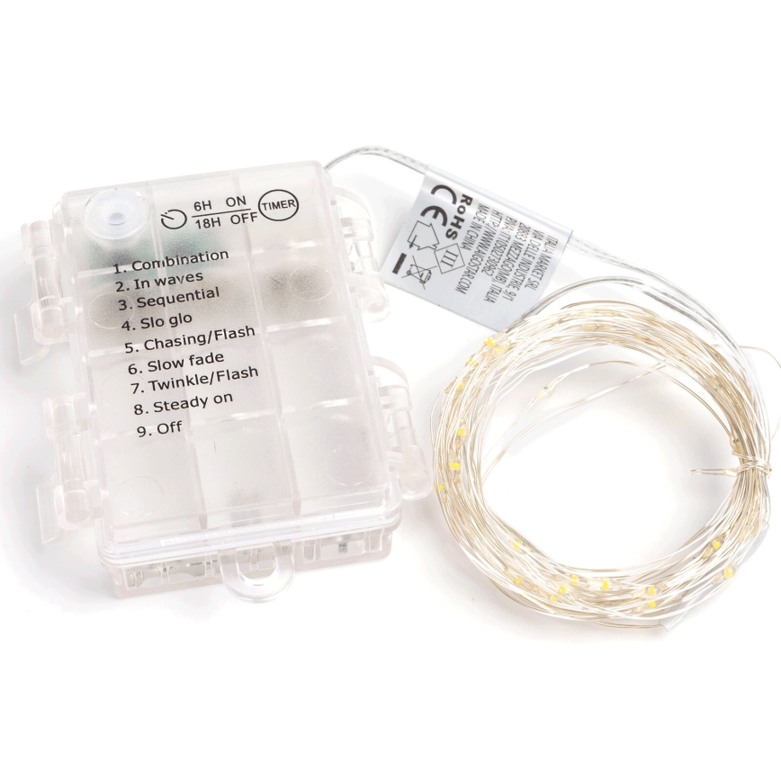Aigostar - Girlanda świetlna LED do użytku zewnętrznego, 150 diod LED, 8 trybów, zasilanie 3x AA, długość 15,3 m, IP44, ciepłe białe światło