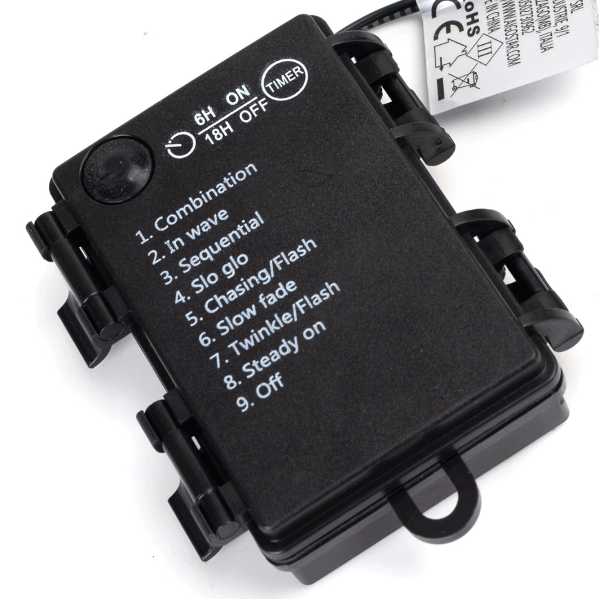 Aigostar - Girlanda świetlna LED zewnętrzna, 50 diod LED / 8 trybów, zasilanie 3×AA, długość 5,3 m, IP44, zimne białe światło