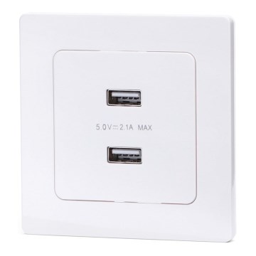 Aigostar - Gniazdko zasilające USB z ramką, 2x USB-A, białe