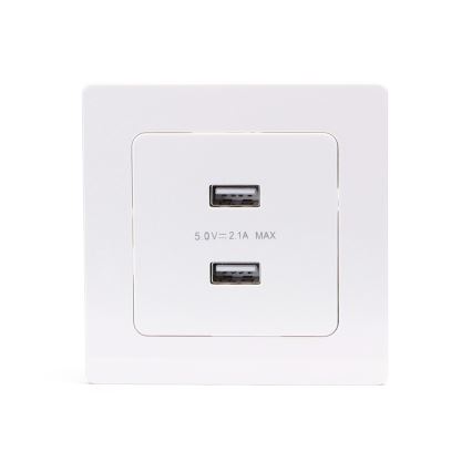 Aigostar - Gniazdko zasilające USB z ramką, 2x USB-A, białe