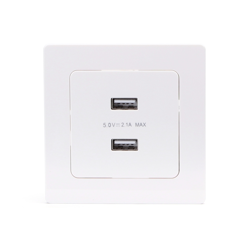 Aigostar - Gniazdko zasilające USB z ramką, 2x USB-A, białe