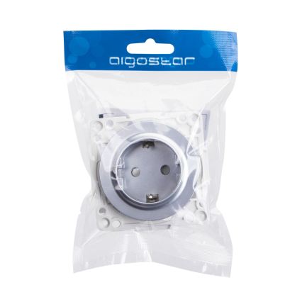 Aigostar - Gniazdo domowe bez ramki SCHUKO 250V/16A srebrne