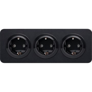 Aigostar - Gniazdo domowe z ramką 3Z SCHUKO 250V/16A czarne