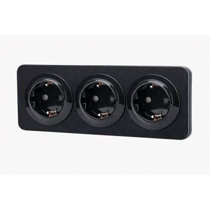 Aigostar - Gniazdo domowe z ramką 3Z SCHUKO 250V/16A czarne