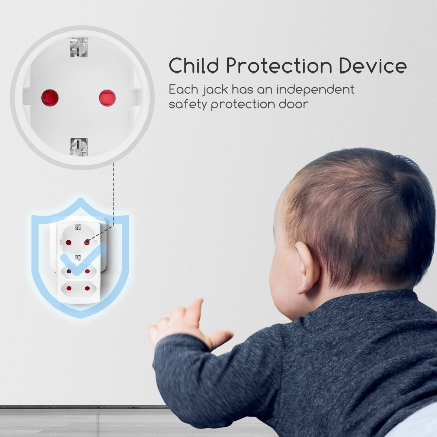 Aigostar - Gniazdo dystrybucyjne 1x16A/230V + 2x10A