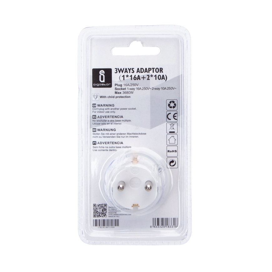 Aigostar - Gniazdo dystrybucyjne 1x16A/230V + 2x10A