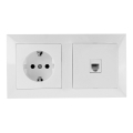 Aigostar - gniazdo Ethernet i gniazdo SCHUKO z ramką, białe