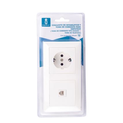 Aigostar - gniazdo Ethernet i gniazdo SCHUKO z ramką, białe