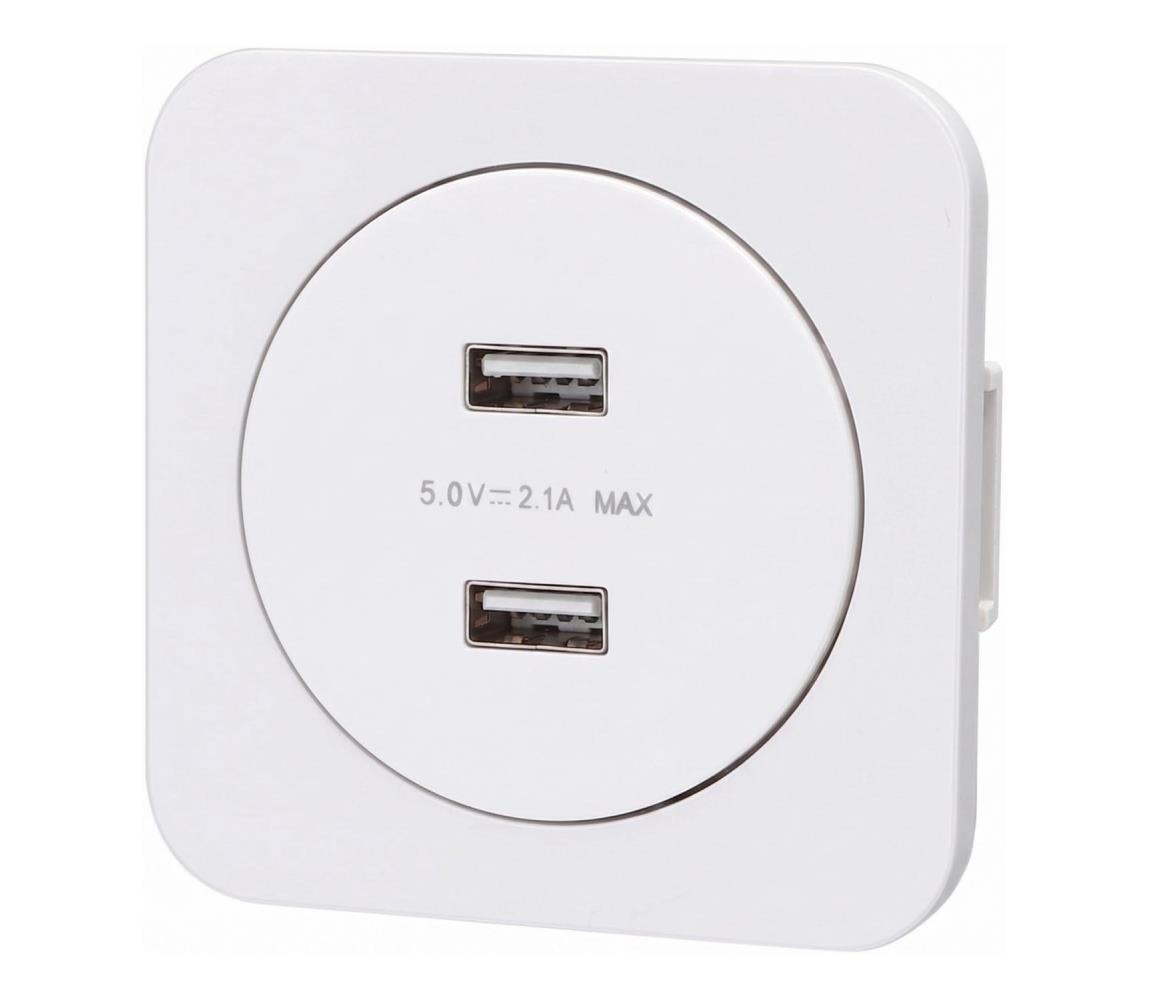 - gniazdo zasilające USB w ramce 2x USB-A białe