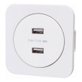 Aigostar - gniazdo zasilające USB w ramce 2x USB-A białe