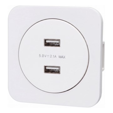 Aigostar - gniazdo zasilające USB w ramce 2x USB-A białe