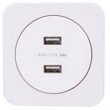 Aigostar - gniazdo zasilające USB w ramce 2x USB-A białe
