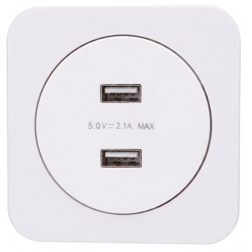 Aigostar - gniazdo zasilające USB w ramce 2x USB-A białe