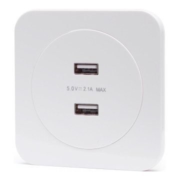 Aigostar - gniazdo zasilające USB z ramką, 2x USB-A, białe