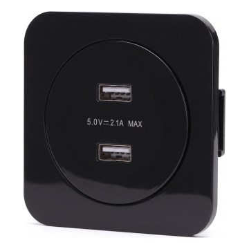 Aigostar - Gniazdo zasilające USB z ramką, 2x USB-A, czarne