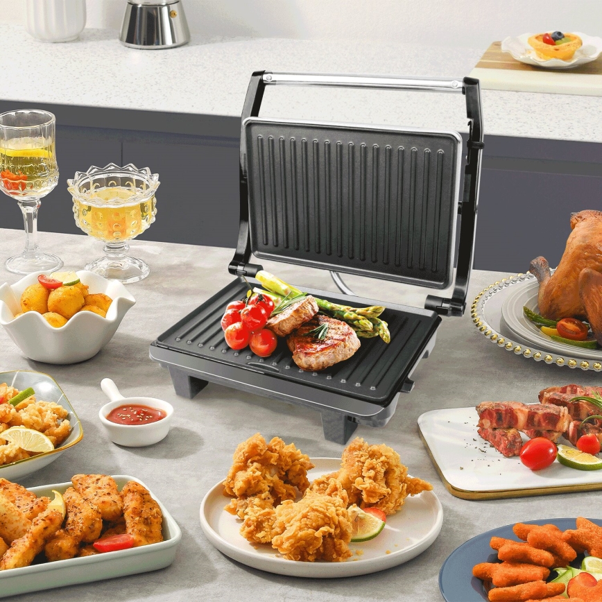 Aigostar - Grill elektryczny 1000W/230V czarny/matowy chrom