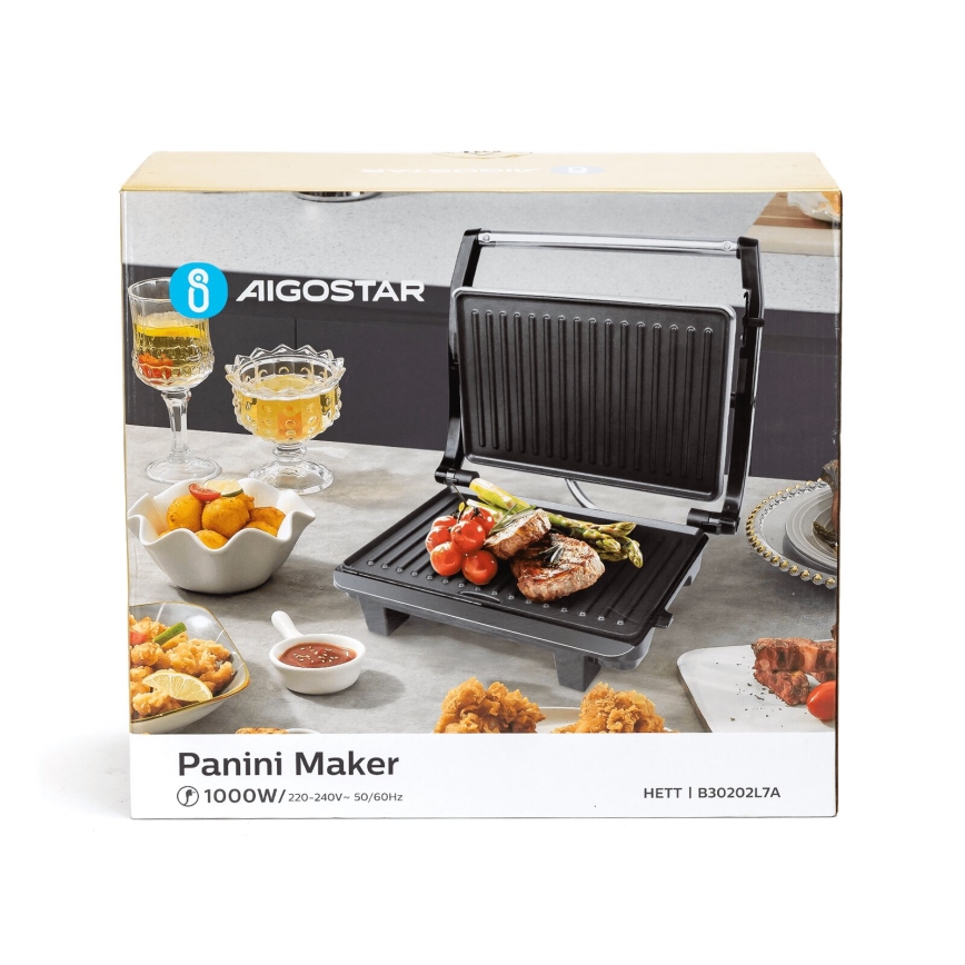 Aigostar - Grill elektryczny 1000W/230V czarny/matowy chrom