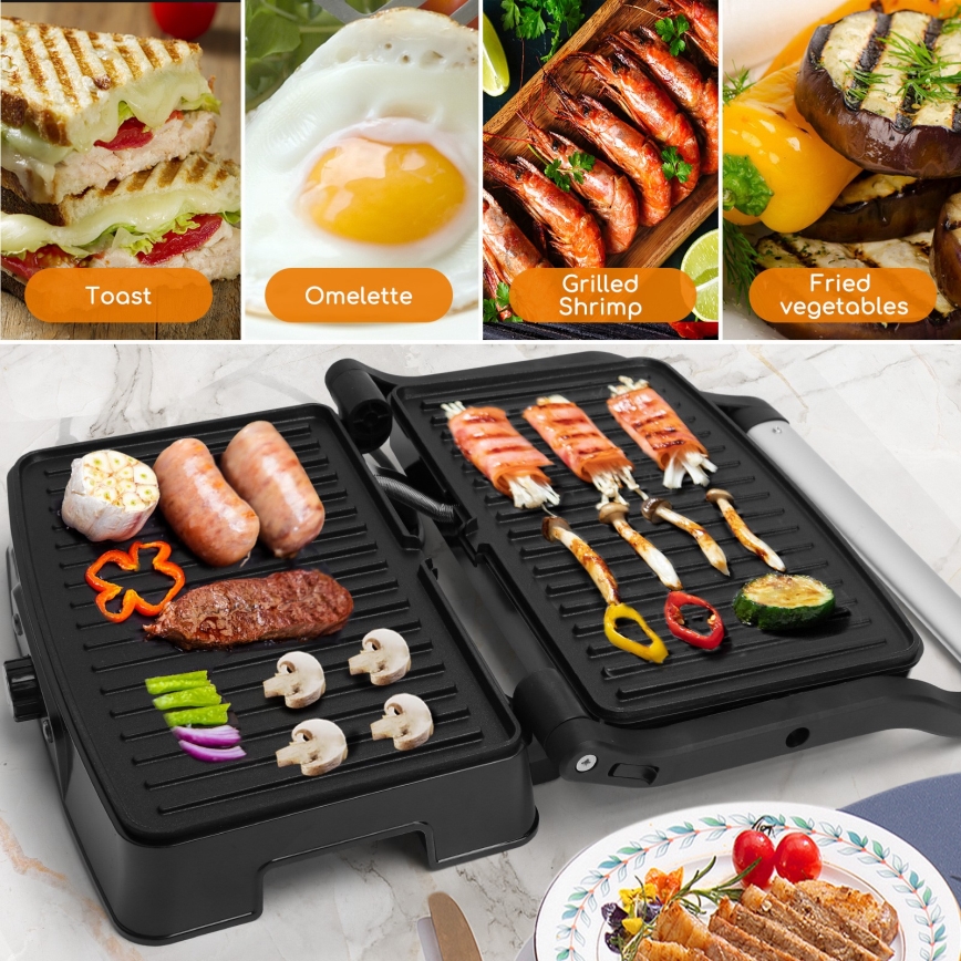 Aigostar - Grill elektryczny 1500W/230V matowy chrom/czarny