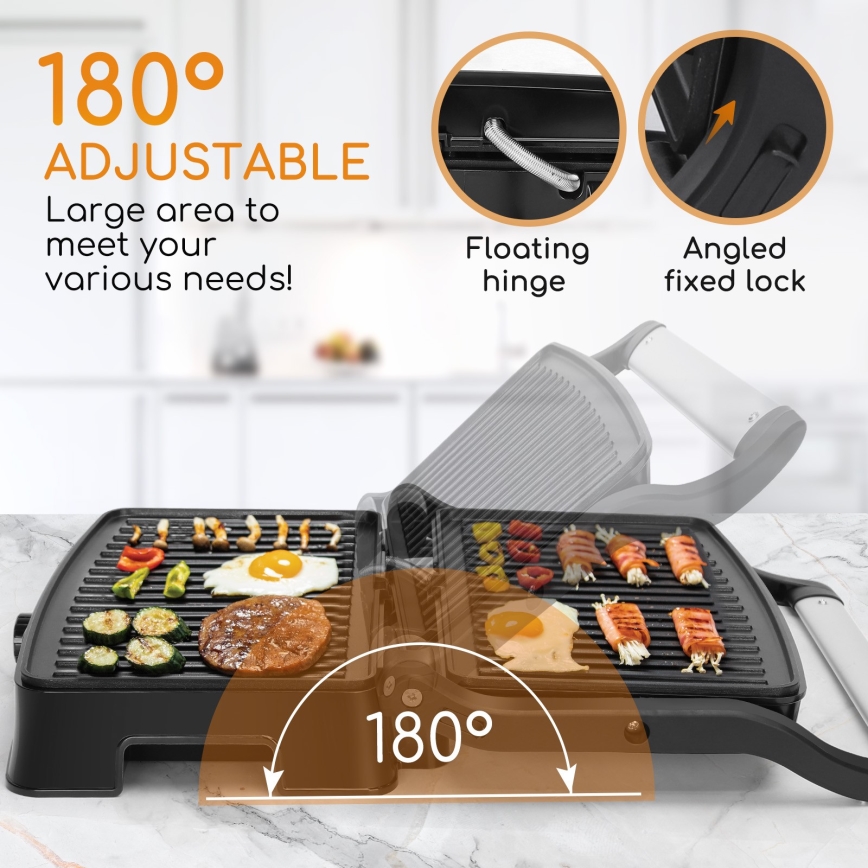 Aigostar - Grill elektryczny 1500W/230V matowy chrom/czarny