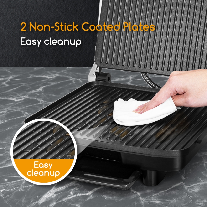 Aigostar - Grill elektryczny 2200W/230V matowy chrom/czarny