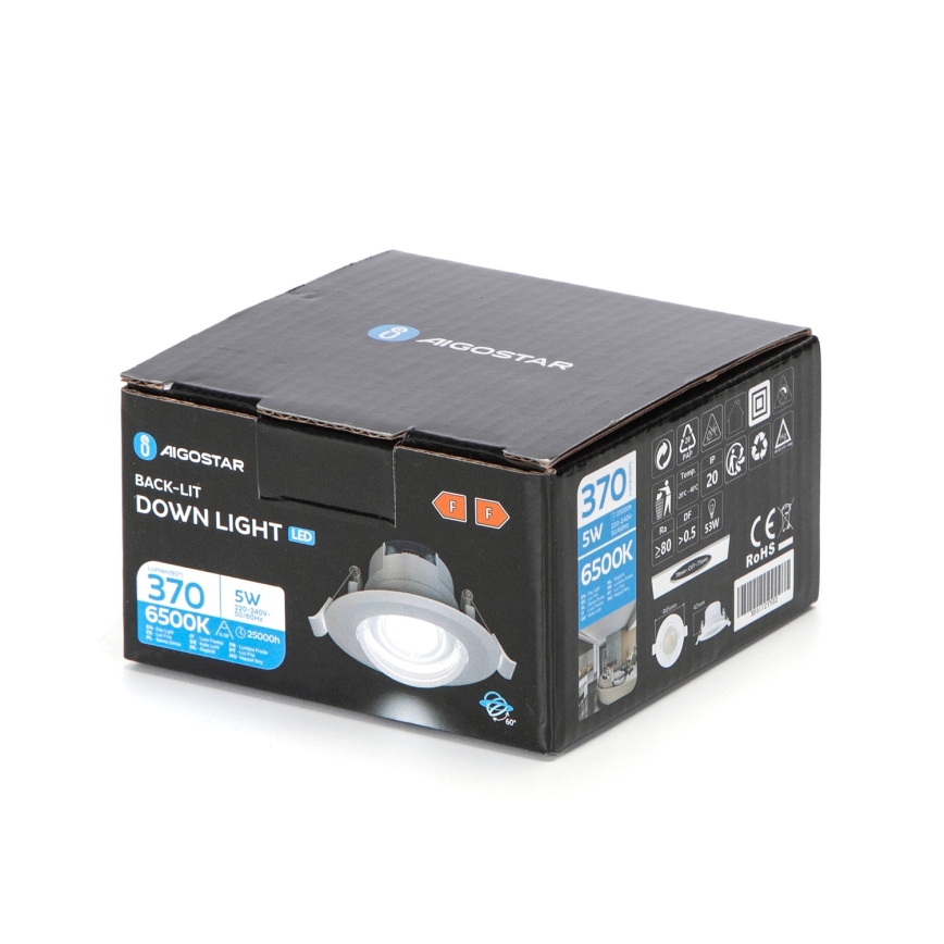 Aigostar - Halogenowe oświetlenie sufitowe LED/5W/230V 6500K Ø 8,5 cm białe