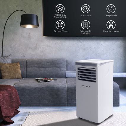 Aigostar - Inteligentny klimatyzator przenośny 3 w 1 1003W/230V 9000 BTU Wi-Fi biały + pilot zdalnego sterowania