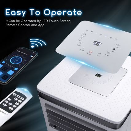 Aigostar - Inteligentny klimatyzator przenośny 3 w 1 1003W/230V 9000 BTU Wi-Fi biały + pilot zdalnego sterowania