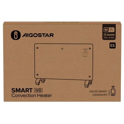 Aigostar - Inteligentny elektryczny grzejnik konwektorowy z wyświetlaczem LCD ECO/1000/2000W Wi-Fi