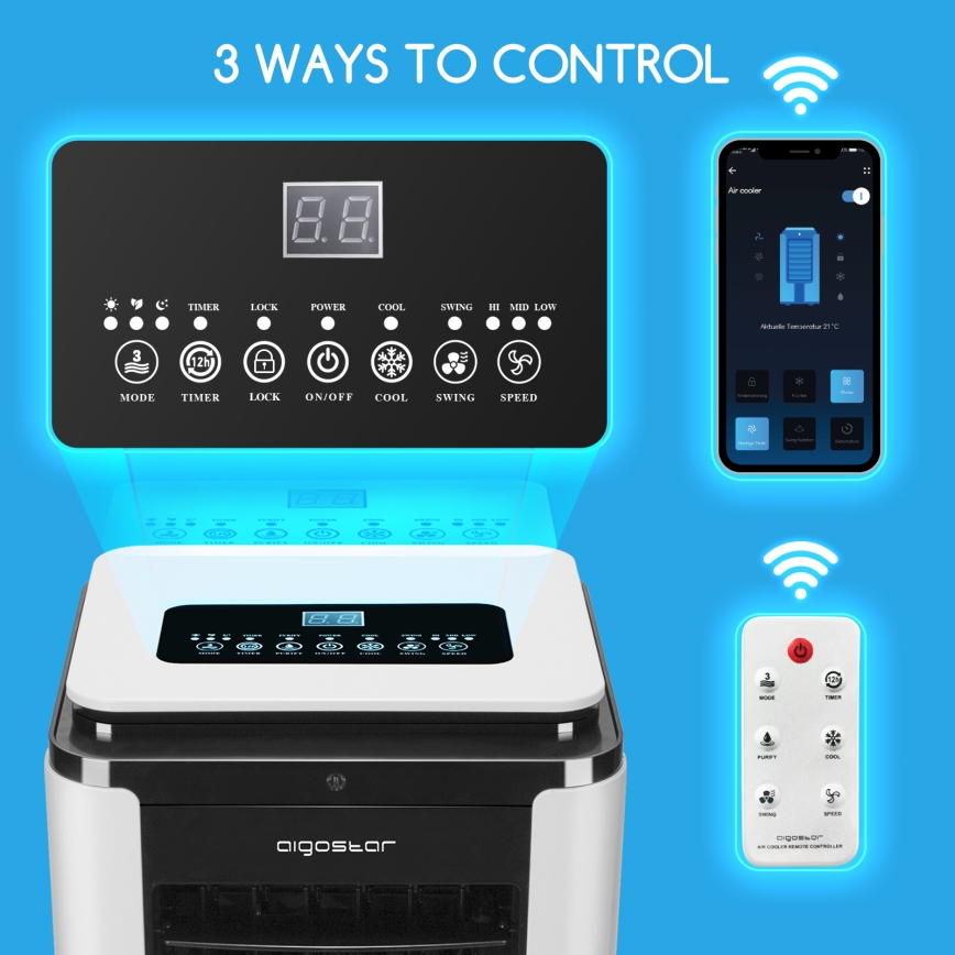 Aigostar - Inteligentny klimatyzer 75W/230V Wi-Fi + pilot