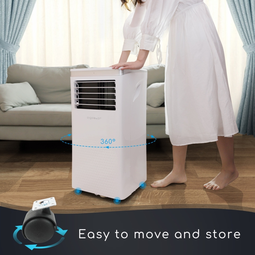 Aigostar - Inteligentny przenośny klimatyzator 3 w 1 1003W/230V 9000 BTU Wi-Fi biały + pilot zdalnego sterowania