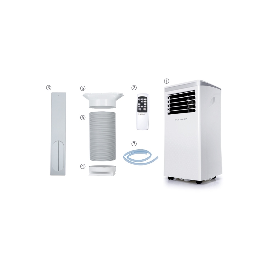 Aigostar - Inteligentny przenośny klimatyzator 3 w 1 1003W/230V 9000 BTU Wi-Fi biały + pilot zdalnego sterowania