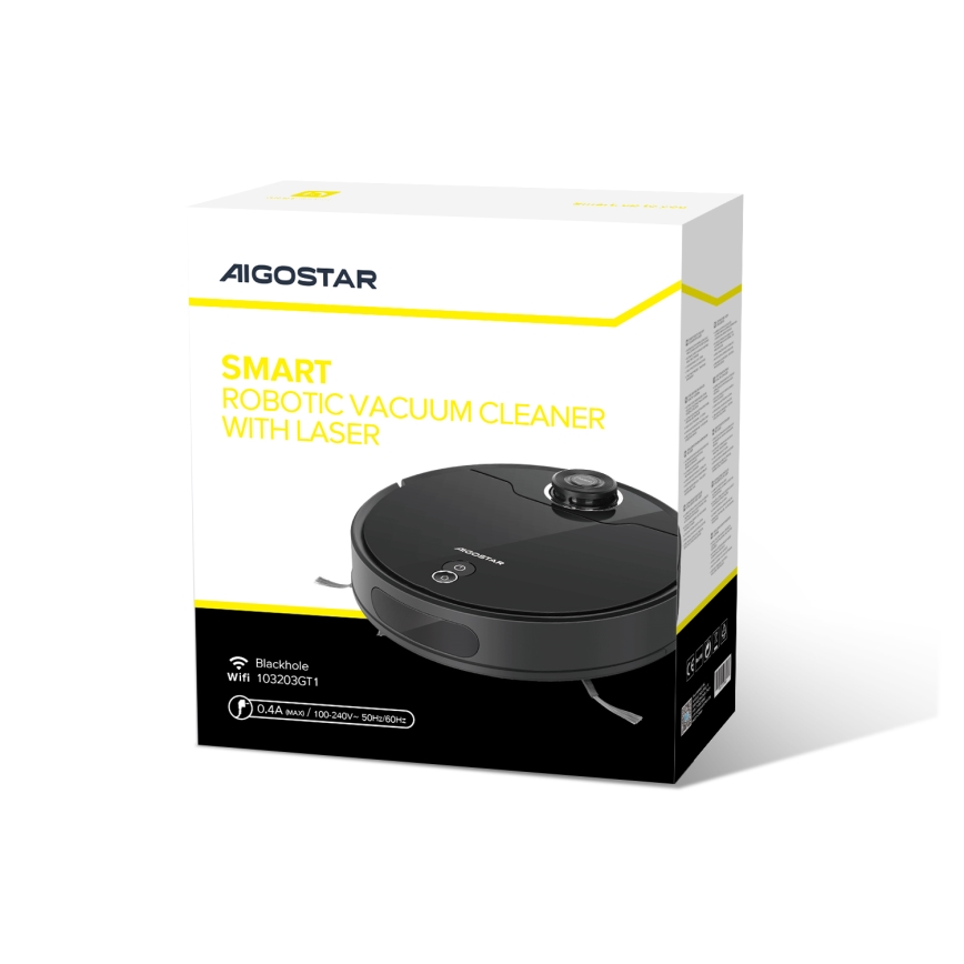 Aigostar - Inteligentny robot sprzątający 2w1 12W/230V 3300mAh Wi-Fi czarny